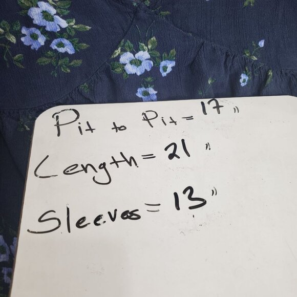 AMERICA‎ EAGLE Womens Top XSmall Cold Shoulder Floral Long Sleeve Blue Ruched - Picture 4 of 9